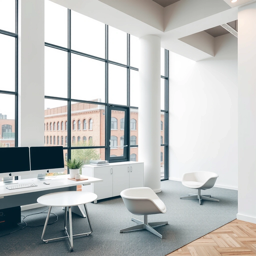 Modern minimalist office space with clean architecture